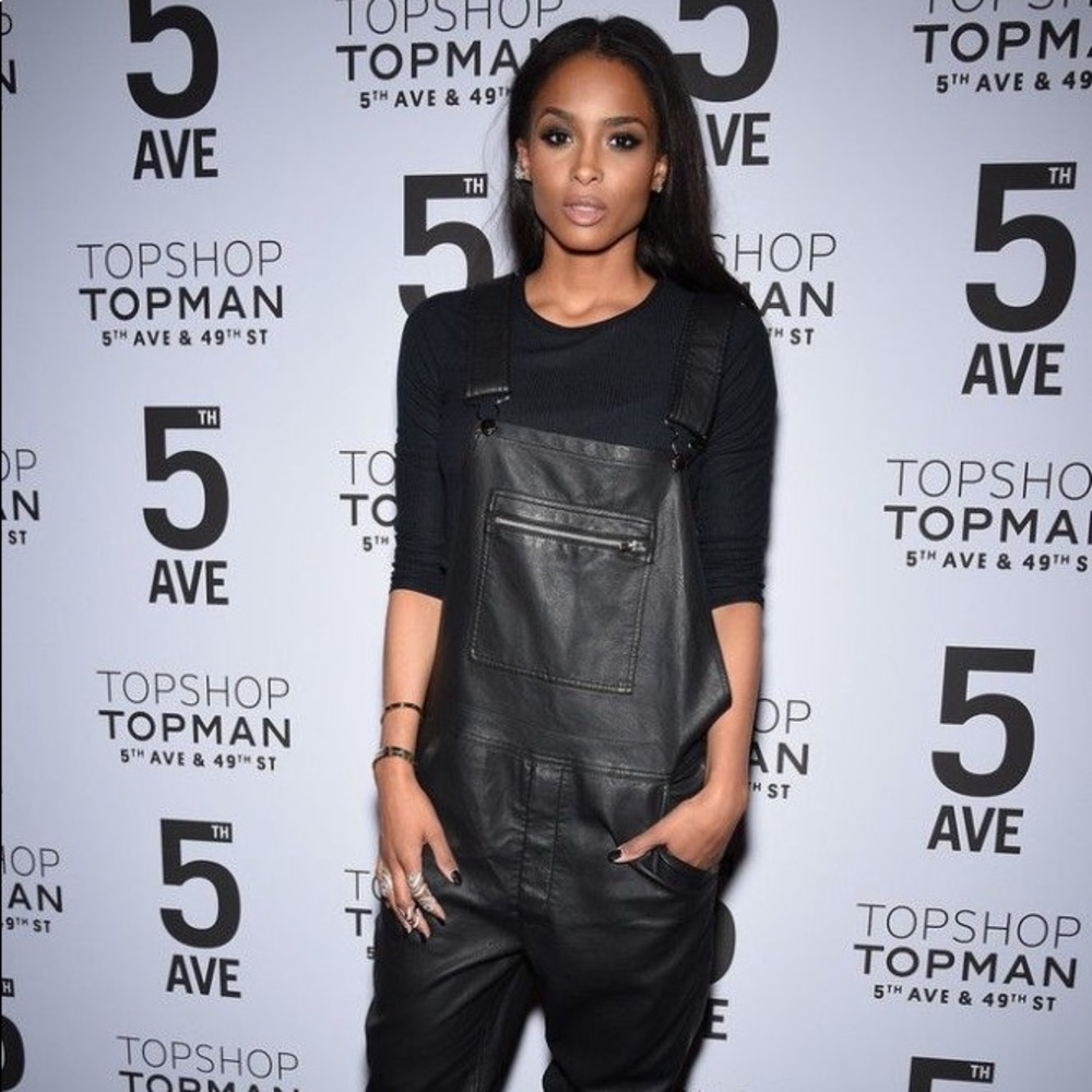 toyshop black leather overalls